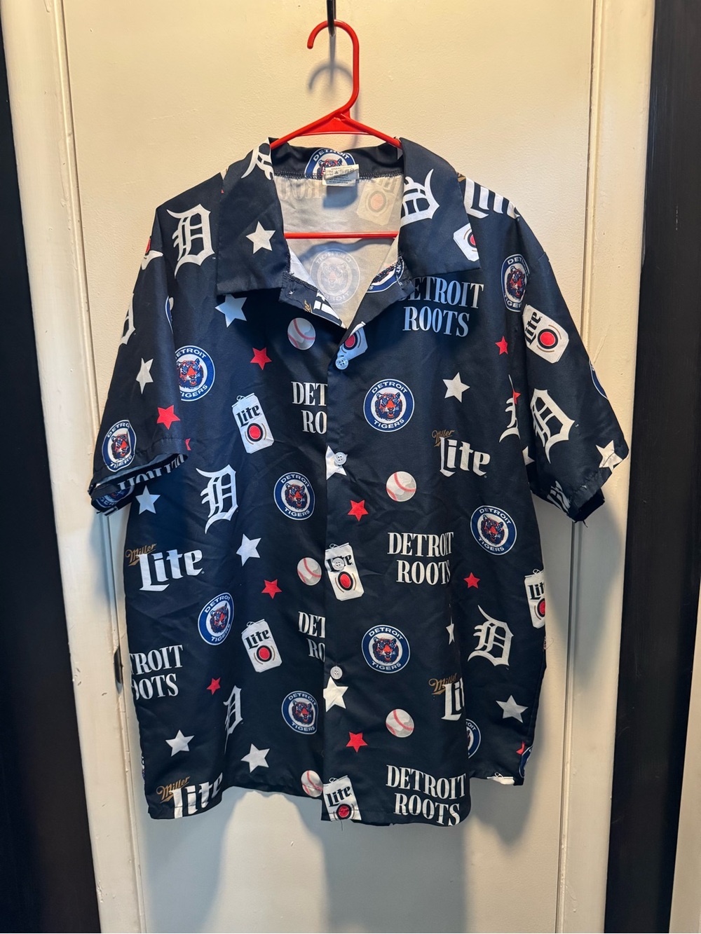 Detroit Tigers x Miller Lite Short-Sleeve Button-Down Shirt